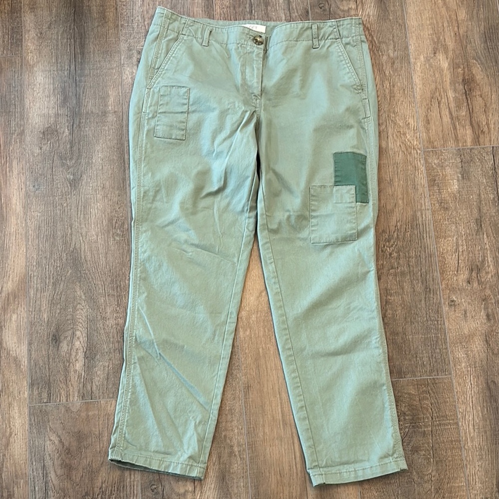 LOFT Women’s Marisa Green‎ Cropped Ankle Pants Size 8 Patchwork